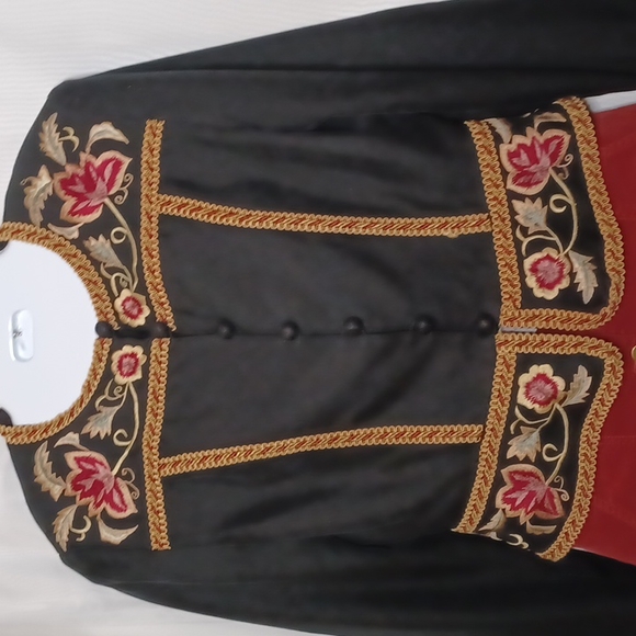 Vintage ANYA. Black Matador Style Silk Embroidered Blazer. Size 6 - Picture 3 of 14